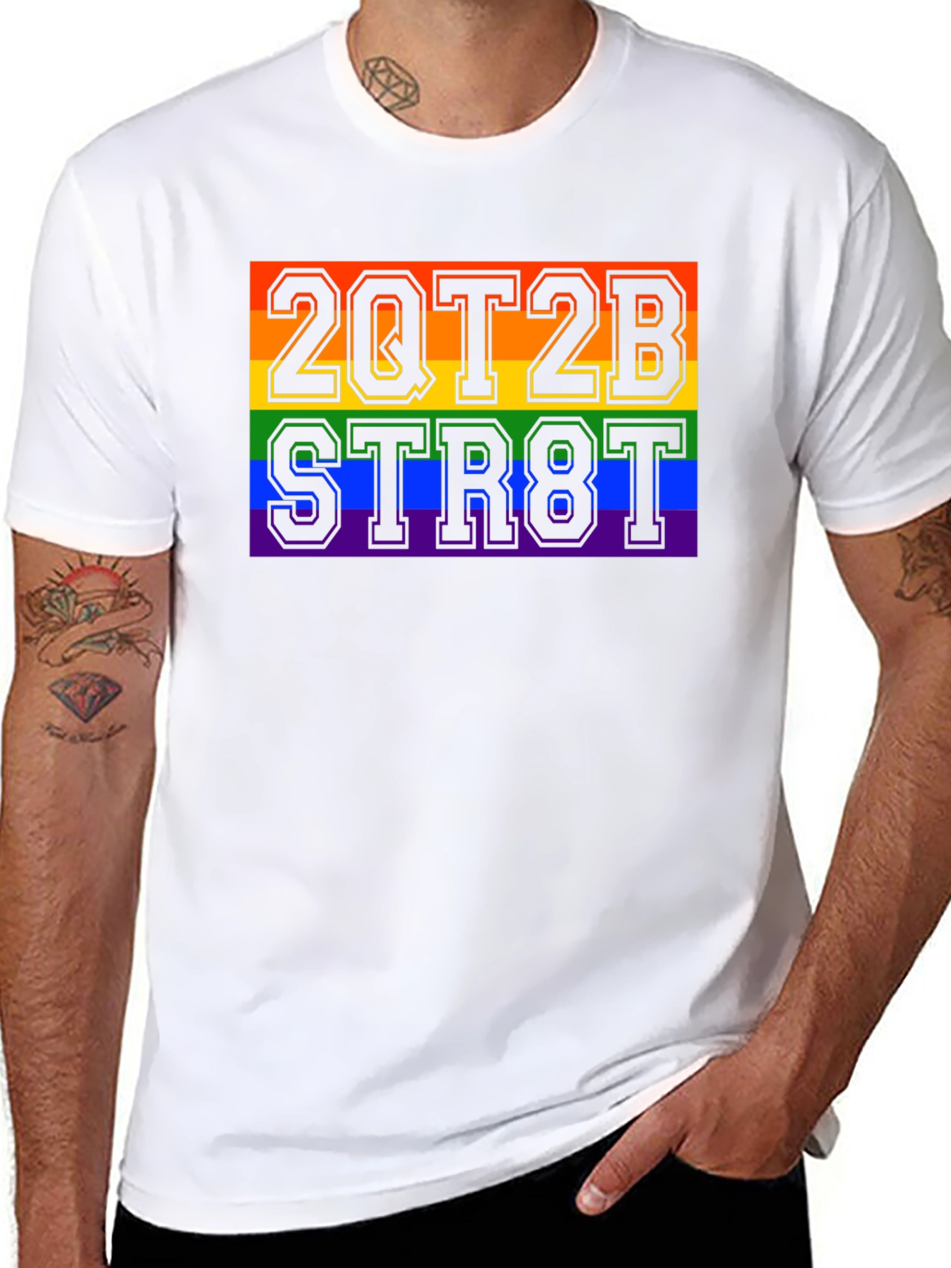 2QT2B STR8T Pride Rainbow Graphic T-Shirt