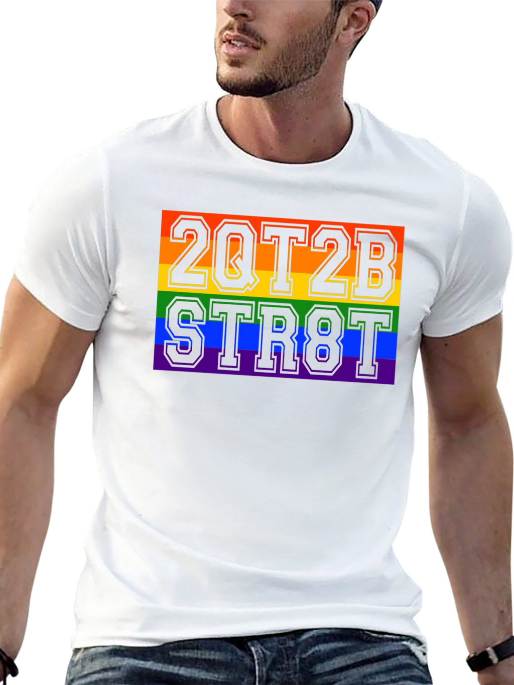 2QT2B STR8T Pride Rainbow Graphic T-Shirt