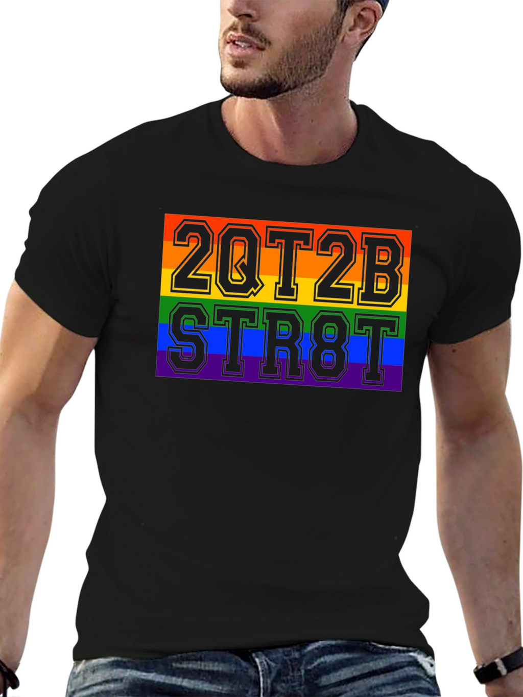 2QT2B STR8T Pride Rainbow Graphic T-Shirt