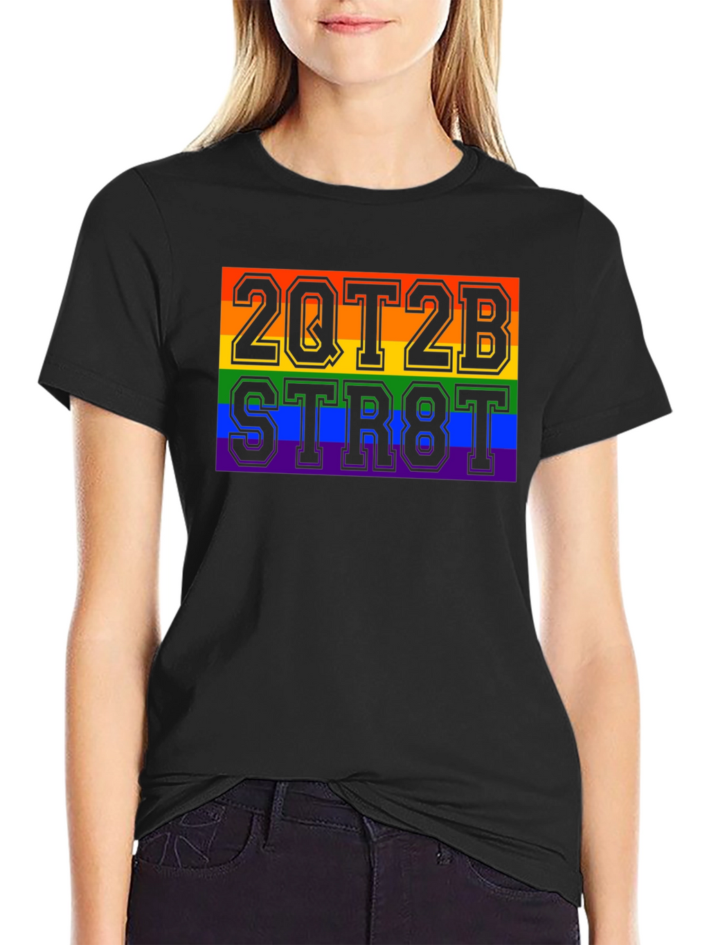 2QT2B STR8T Pride Rainbow Graphic T-Shirt
