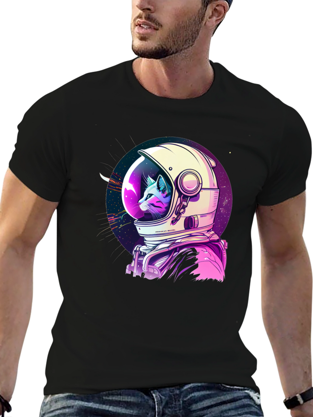 Astronaut Cat Graphic T-Shirt