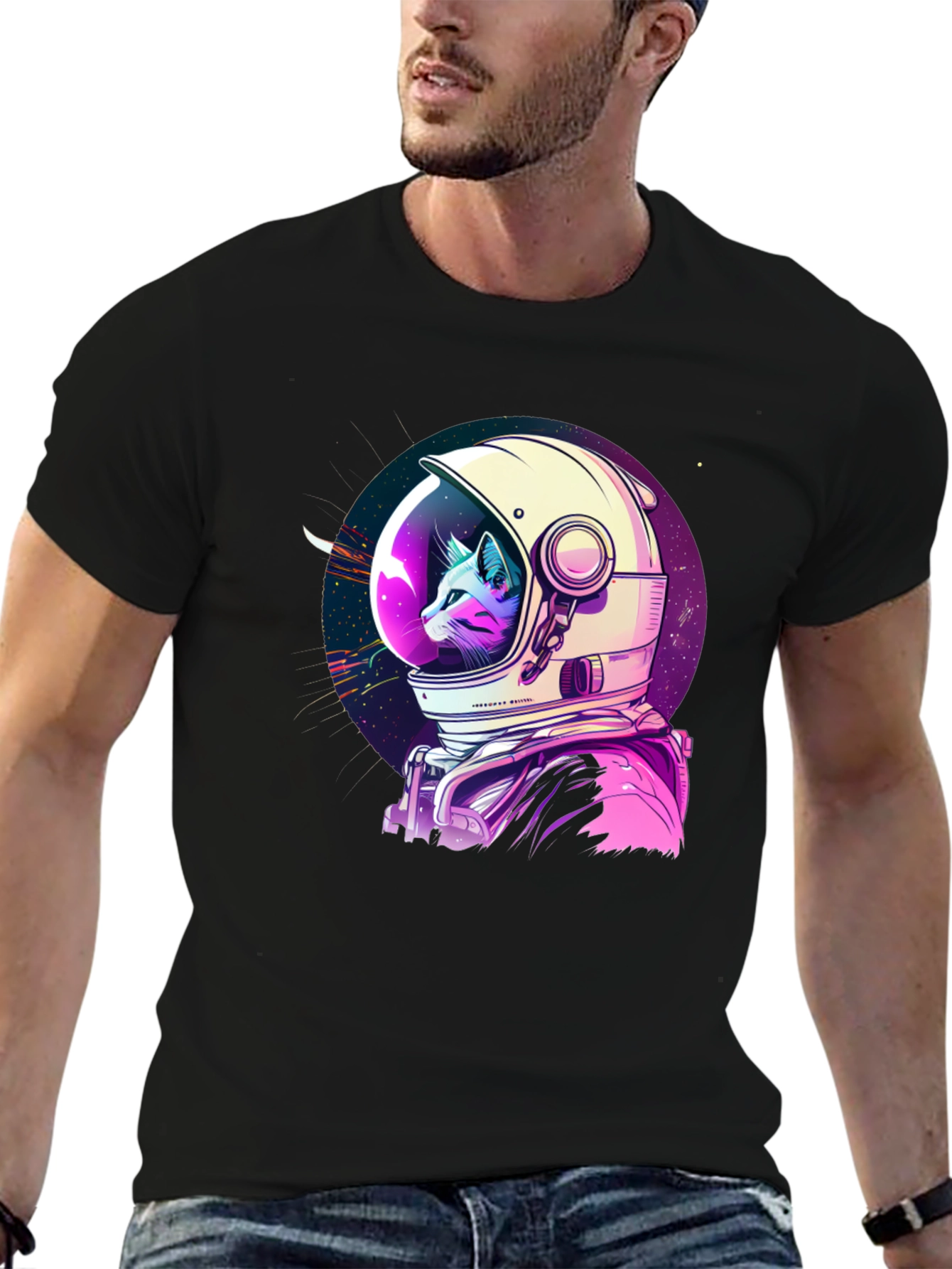 Astronaut Cat Graphic T-Shirt