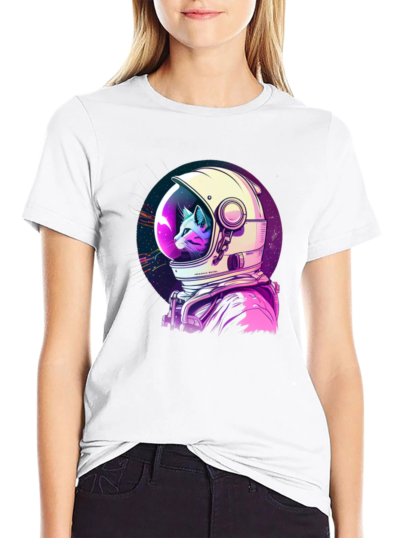 Astronaut Cat Graphic T-Shirt