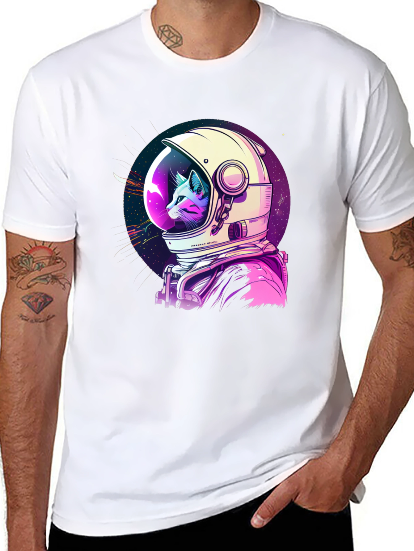Astronaut Cat Graphic T-Shirt