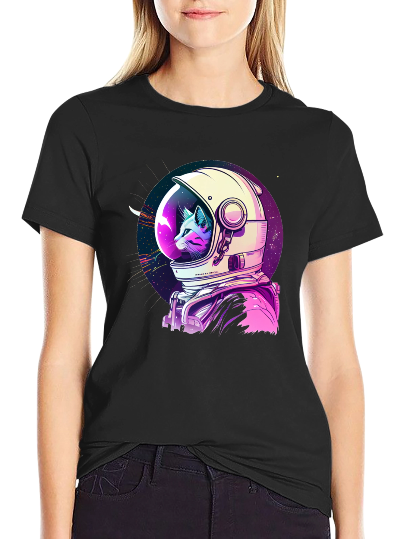 Astronaut Cat Graphic T-Shirt