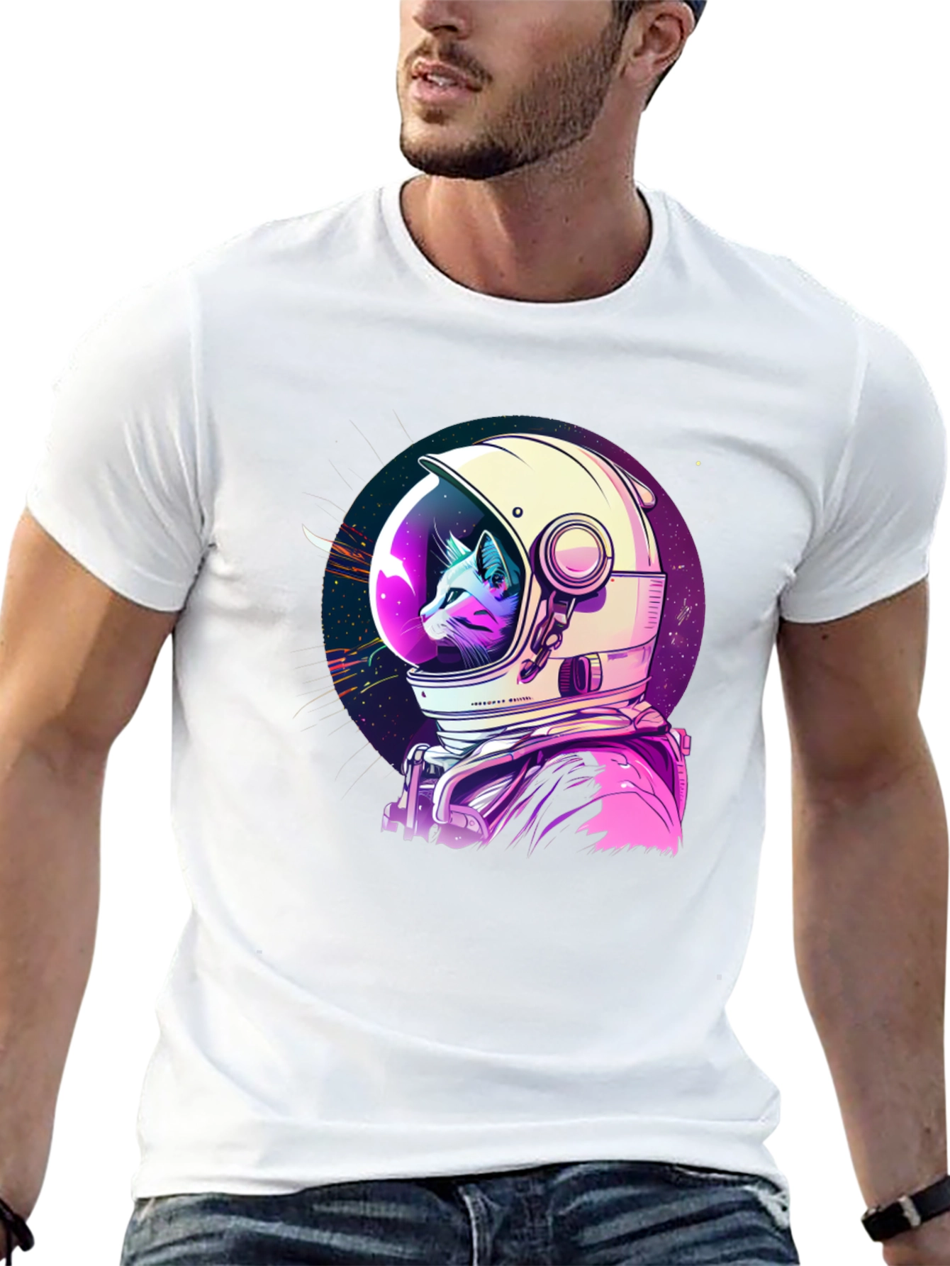 Astronaut Cat Graphic T-Shirt