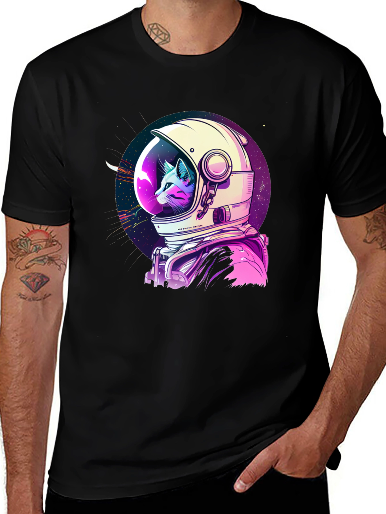 Astronaut Cat Graphic T-Shirt