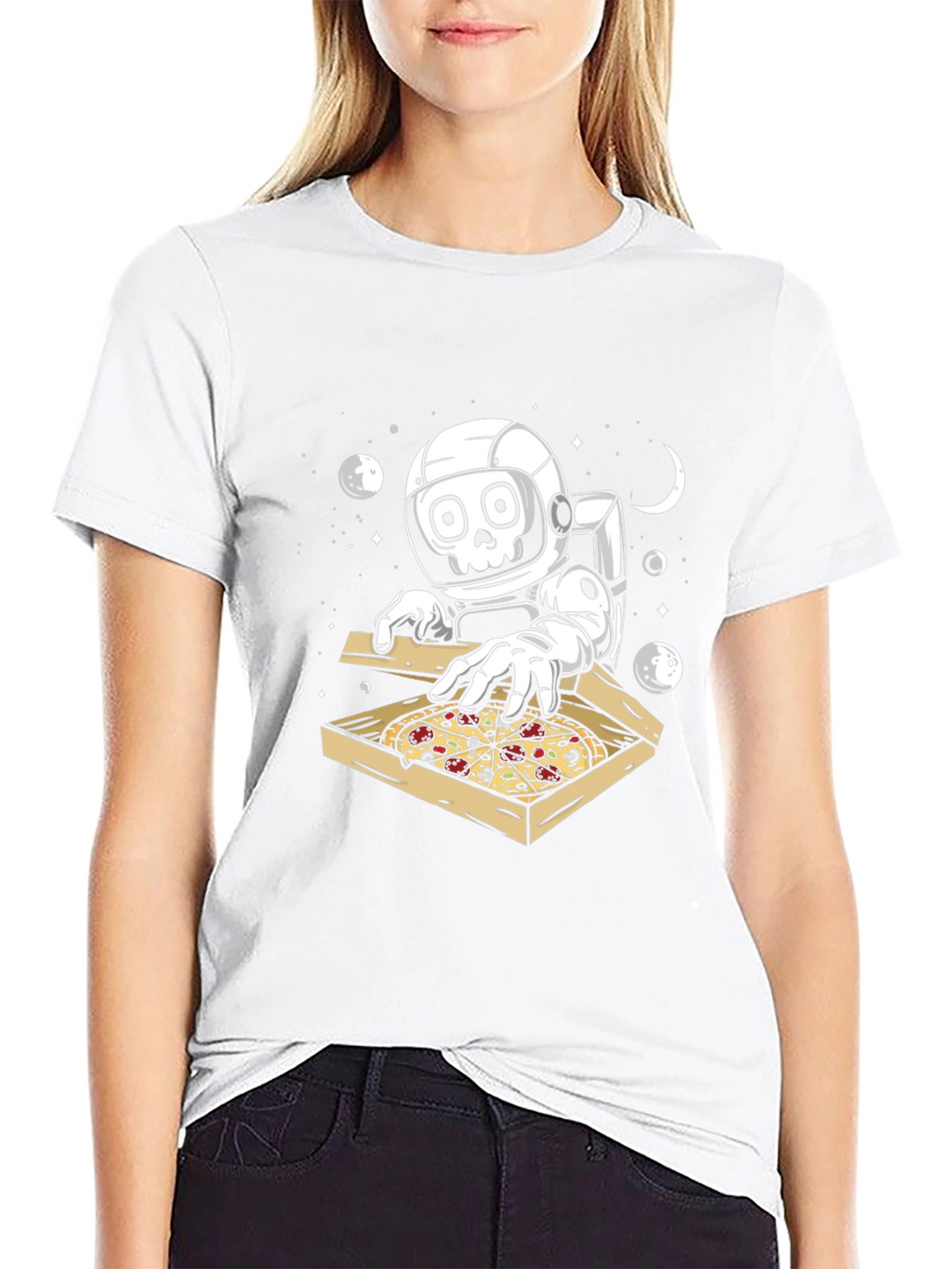 Astronaut Pizza Lover Graphic T-Shirt