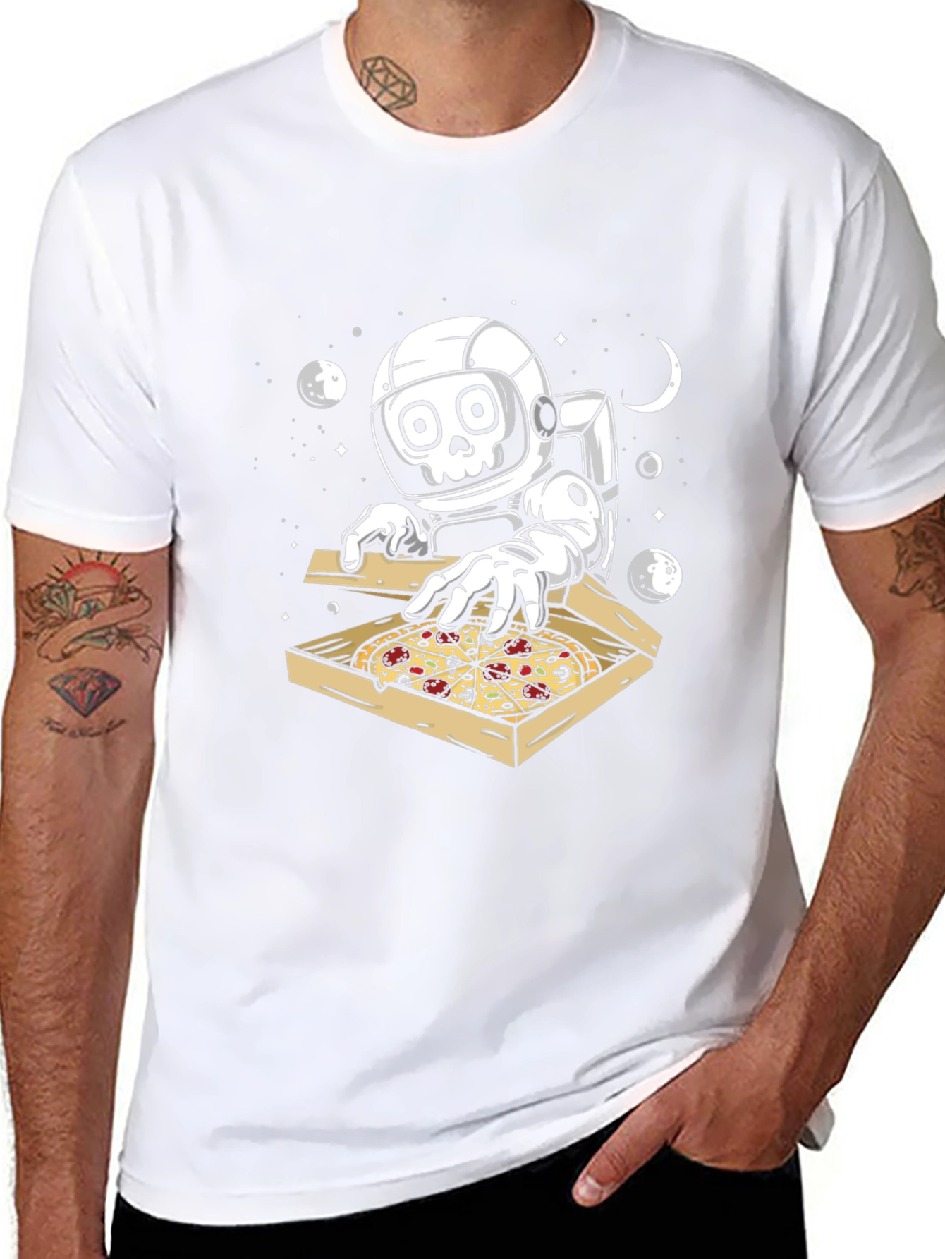 Astronaut Pizza Lover Graphic T-Shirt
