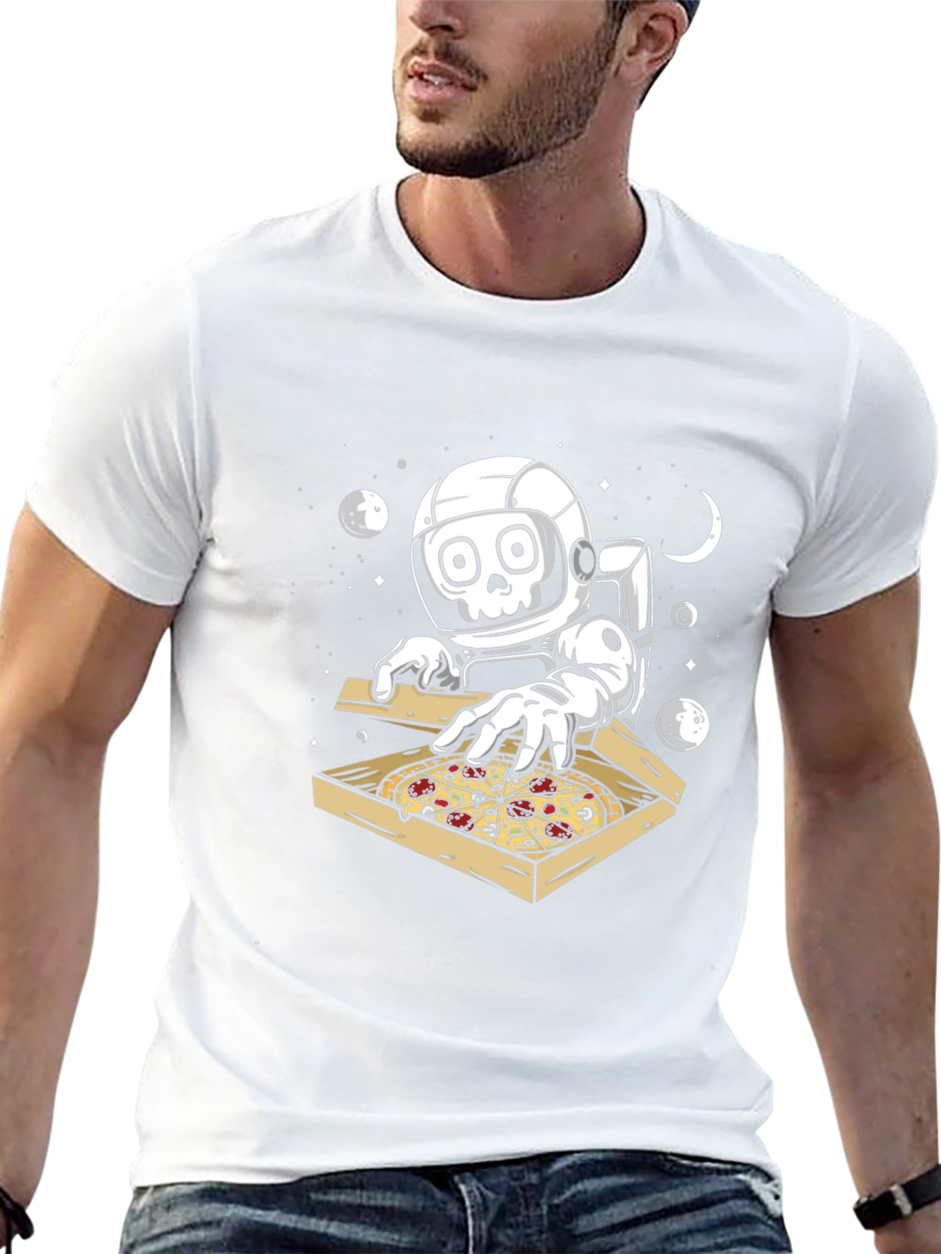 Astronaut Pizza Lover Graphic T-Shirt