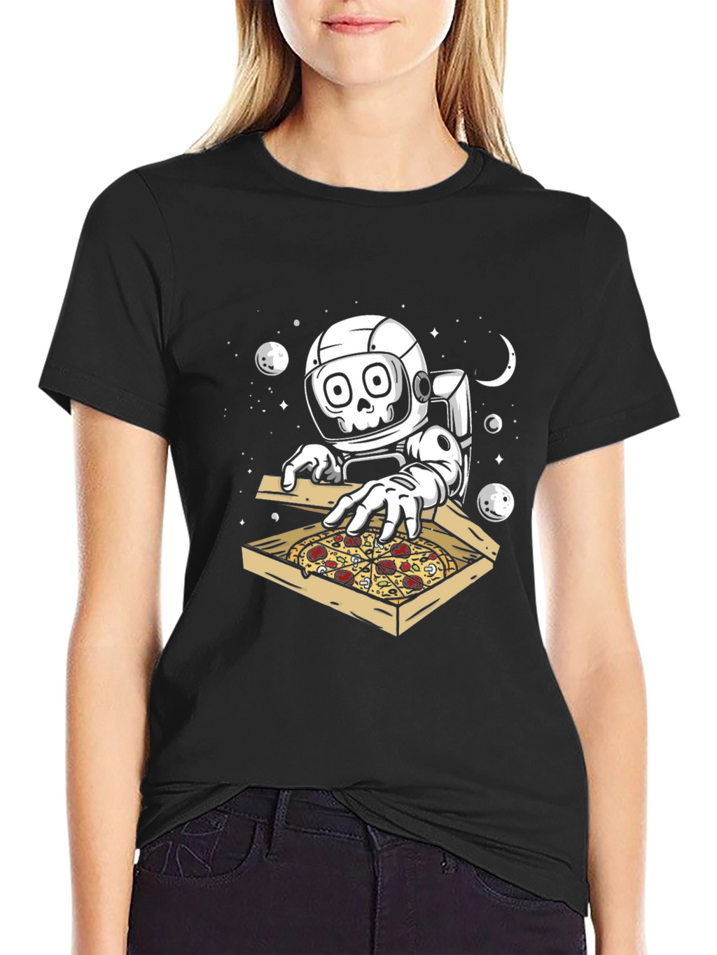 Astronaut Pizza Lover Graphic T-Shirt