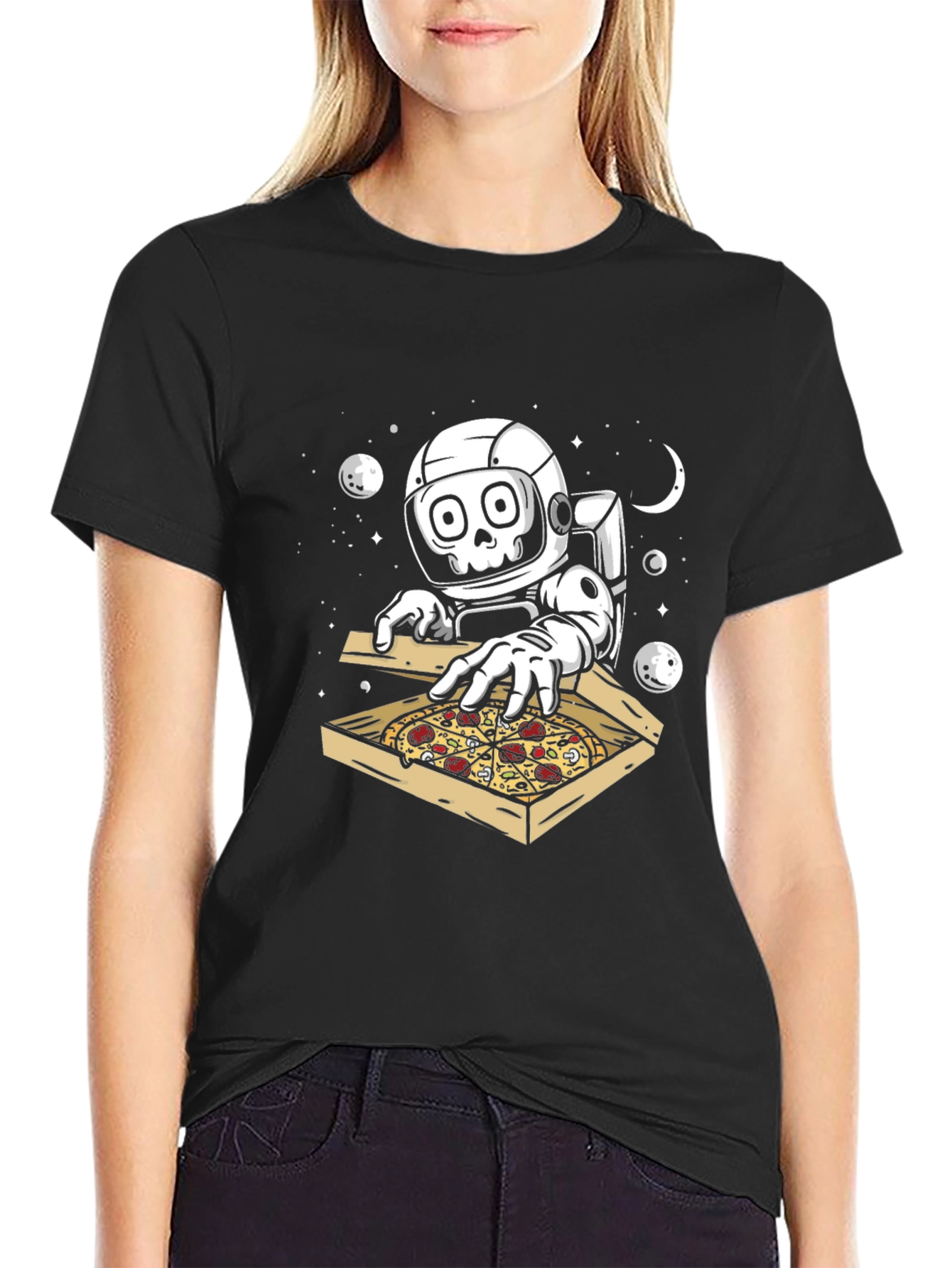 Astronaut Pizza Lover Graphic T-Shirt