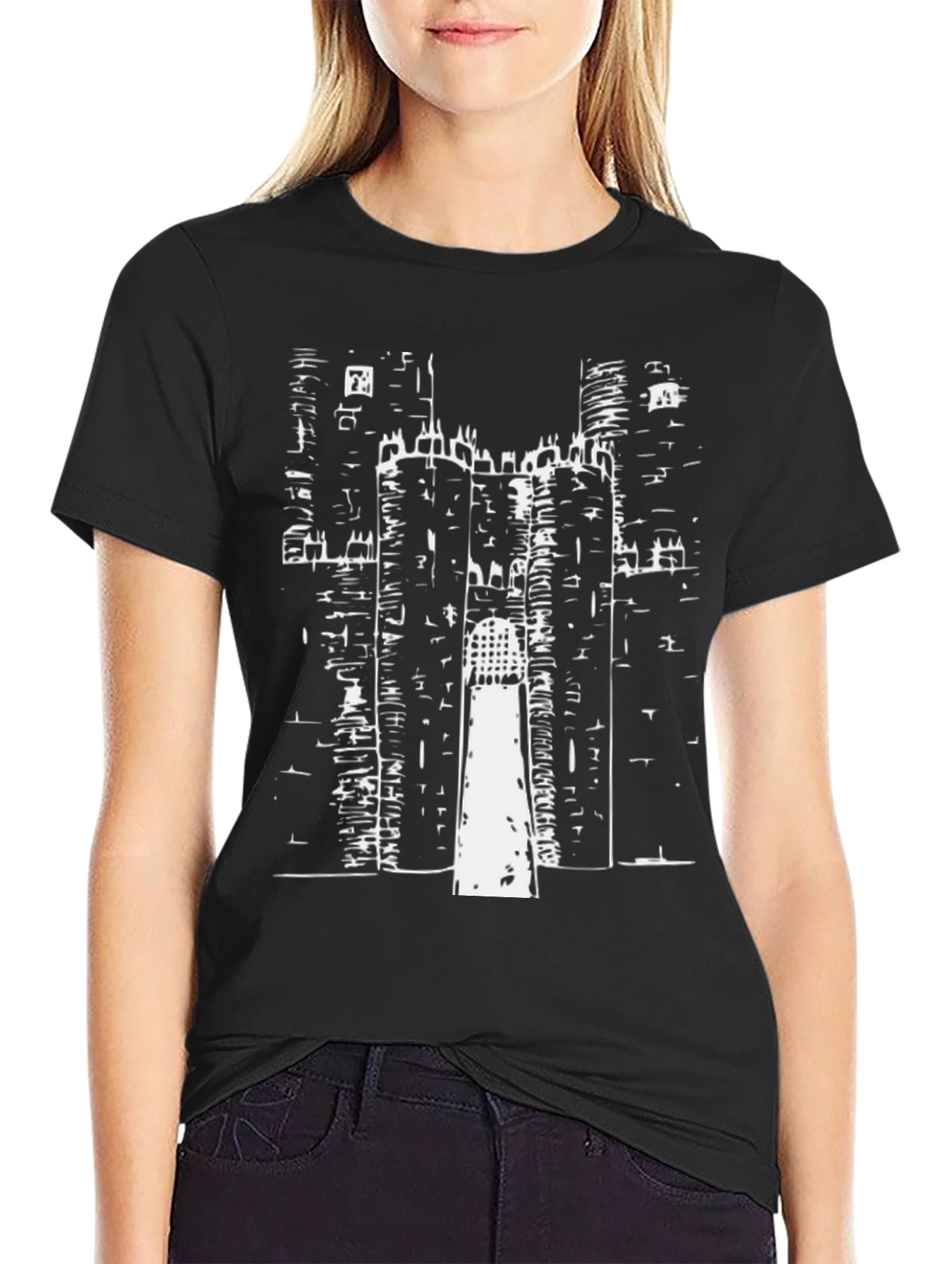 Black Castle Print Tee - Graphic T-Shirt