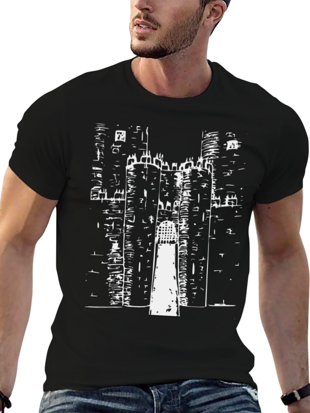 Black Castle Print Tee - Graphic T-Shirt
