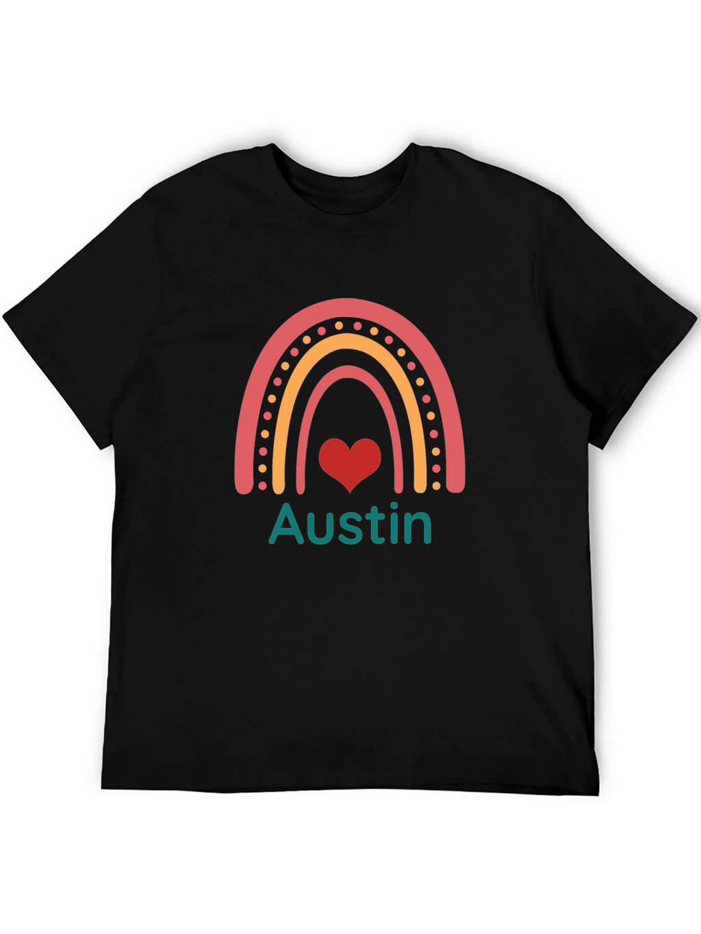 Austin Rainbow Heart Personalized T-Shirt