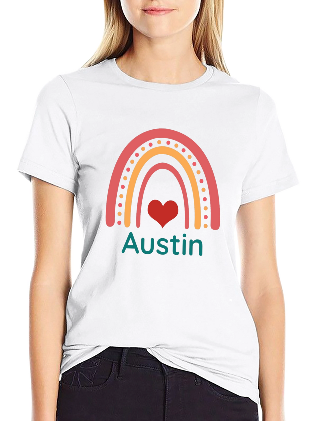 Austin Rainbow Heart Personalized T-Shirt