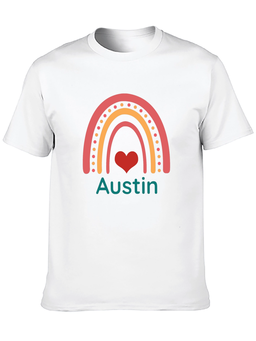 Austin Rainbow Heart Personalized T-Shirt