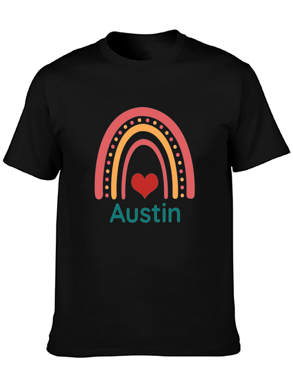 Austin Rainbow Heart Personalized T-Shirt