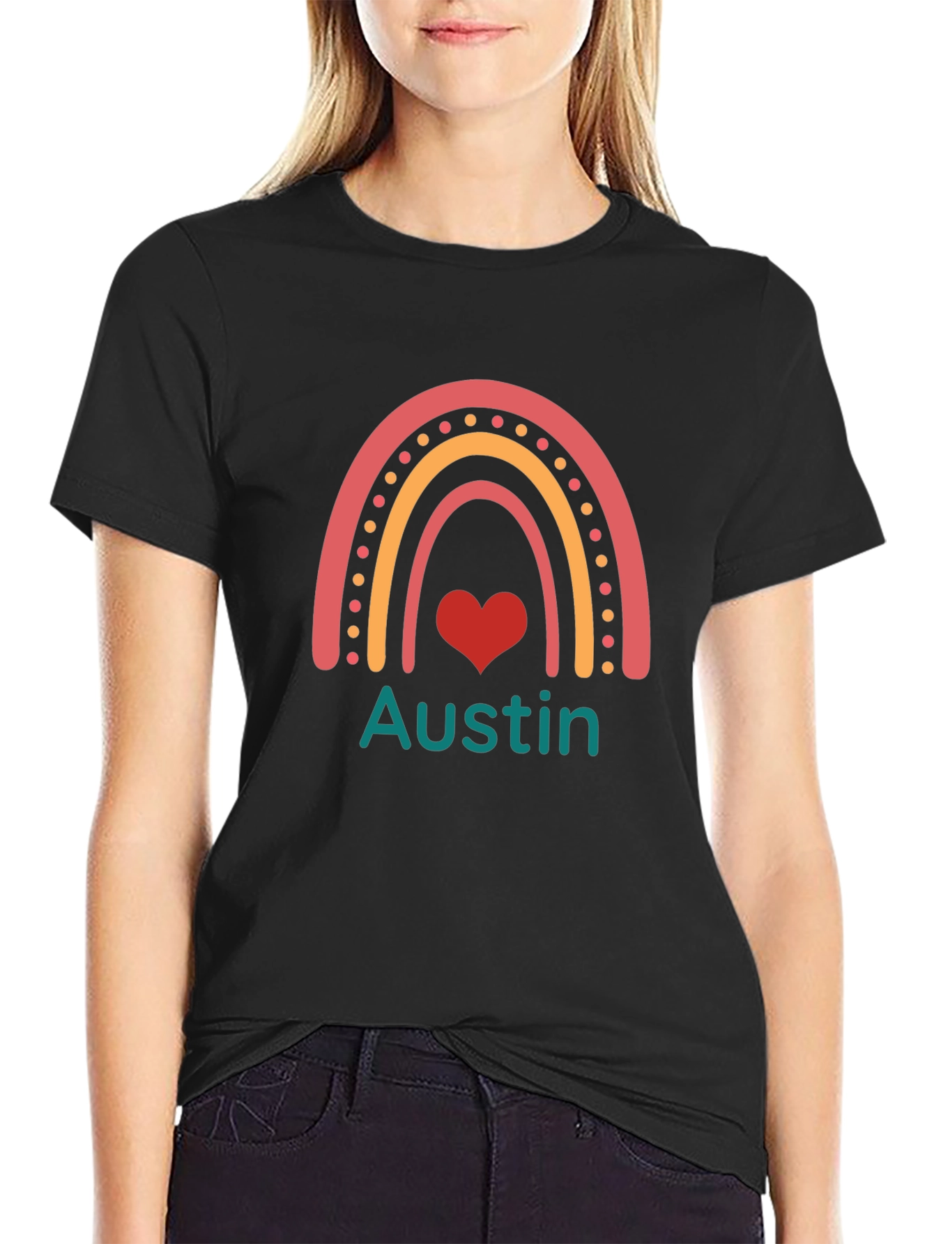 Austin Rainbow Heart Personalized T-Shirt