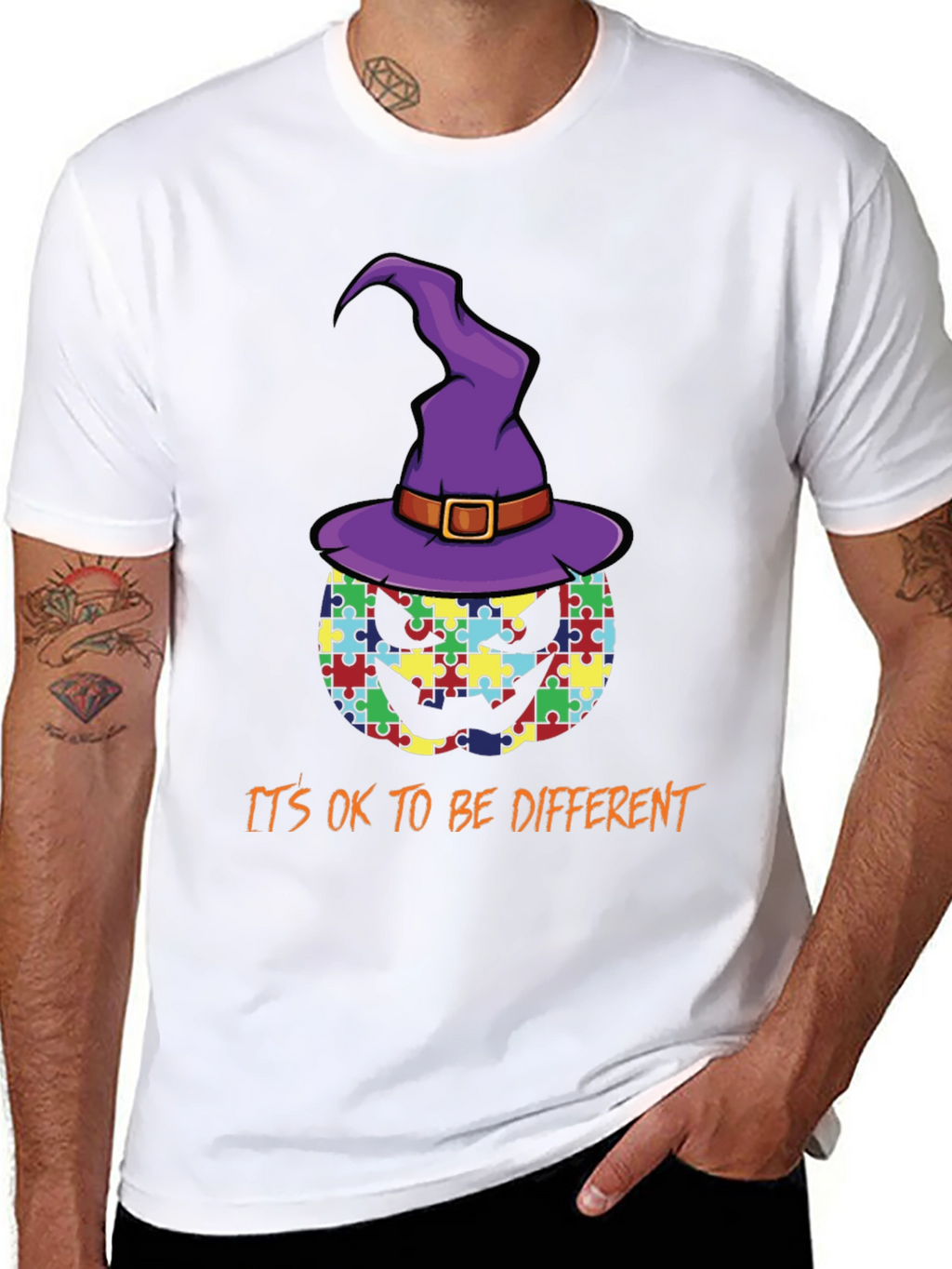 Autism Awareness Pumpkin Witch T-Shirt