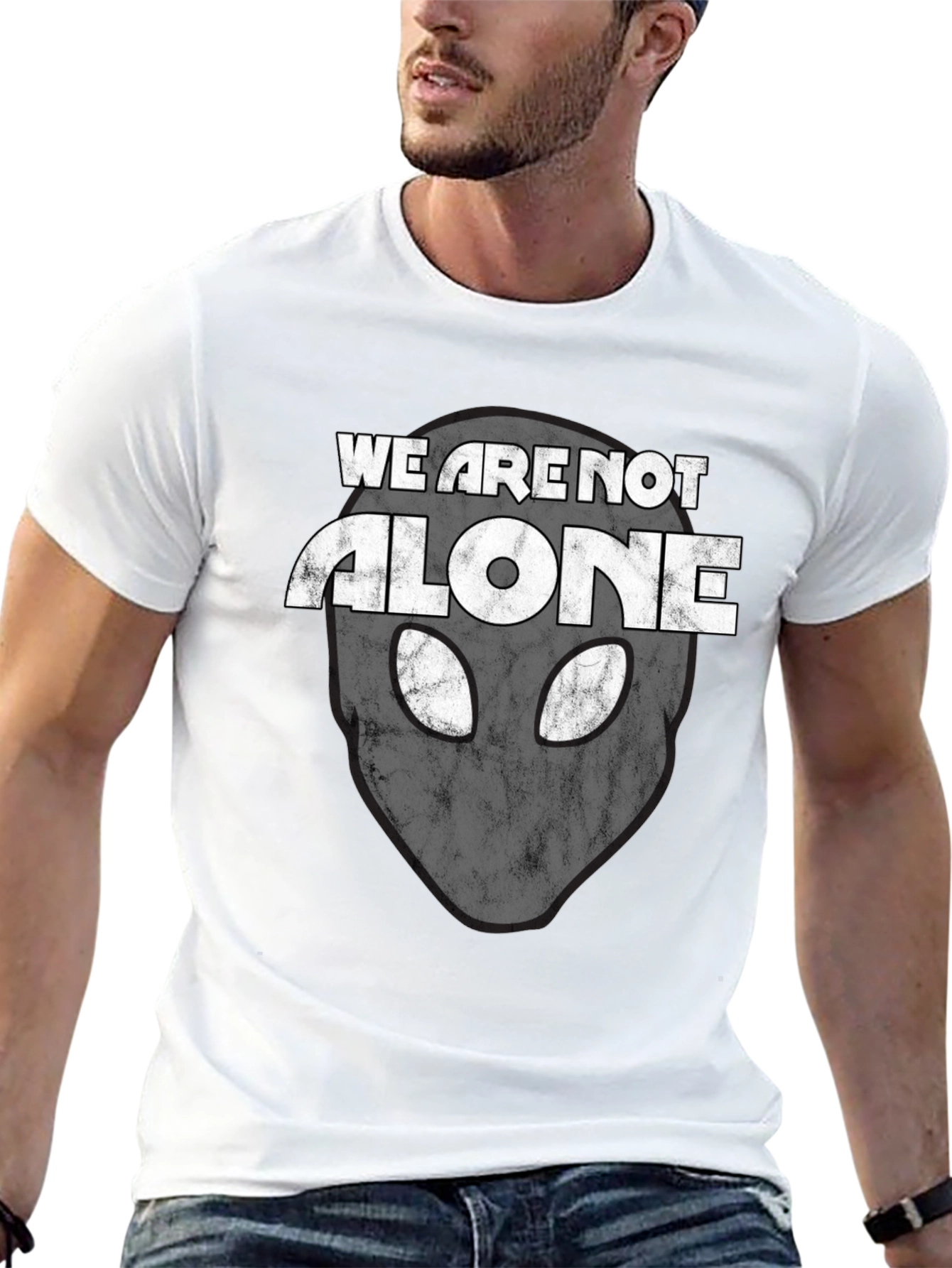 Alien Head Graphic Print T-Shirt - Sci-Fi Tee