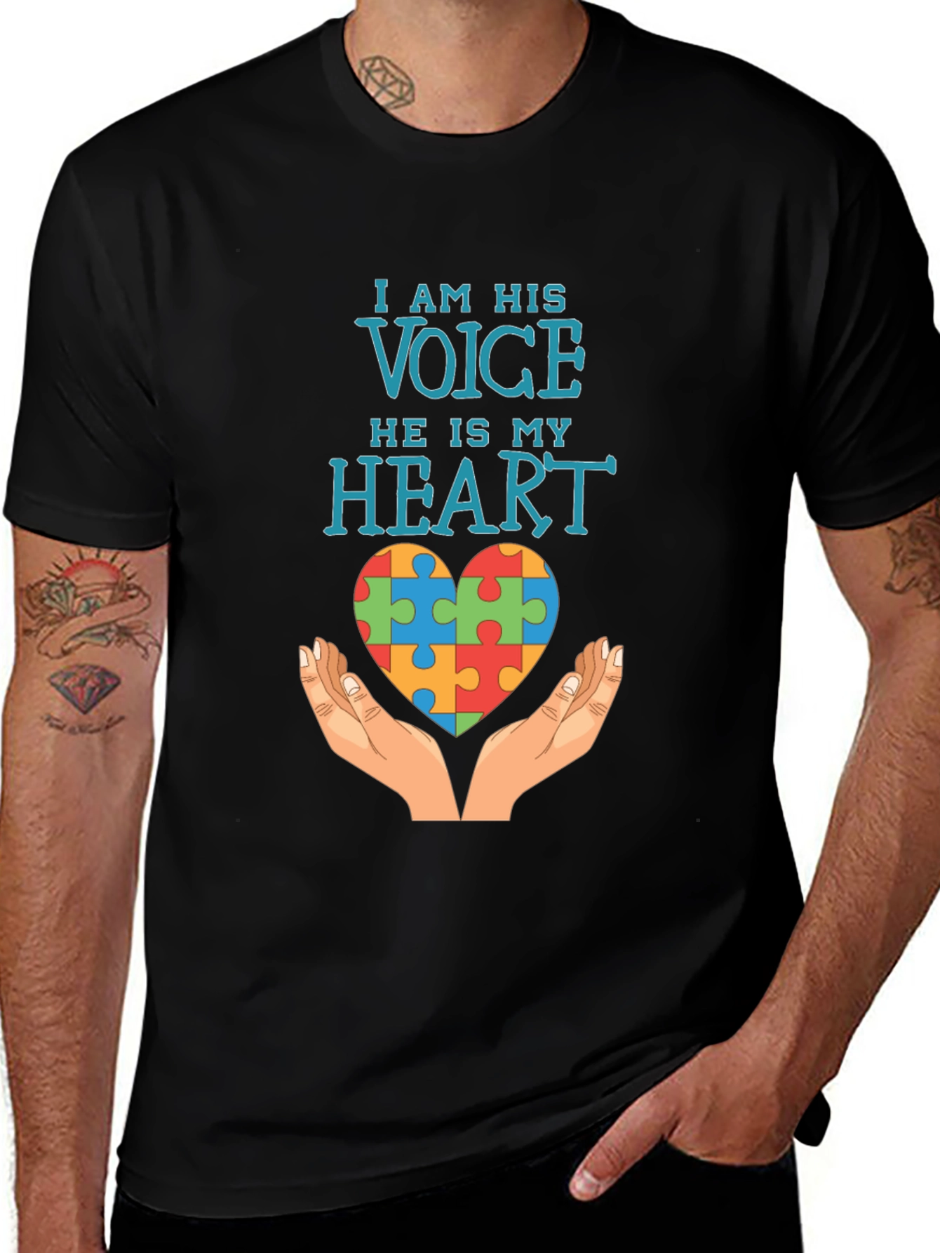 Autism Awareness T-Shirt: I Am His Voice He Is My Heart