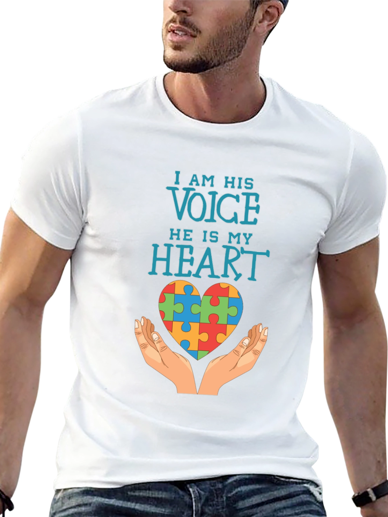 Autism Awareness T-Shirt: I Am His Voice He Is My Heart