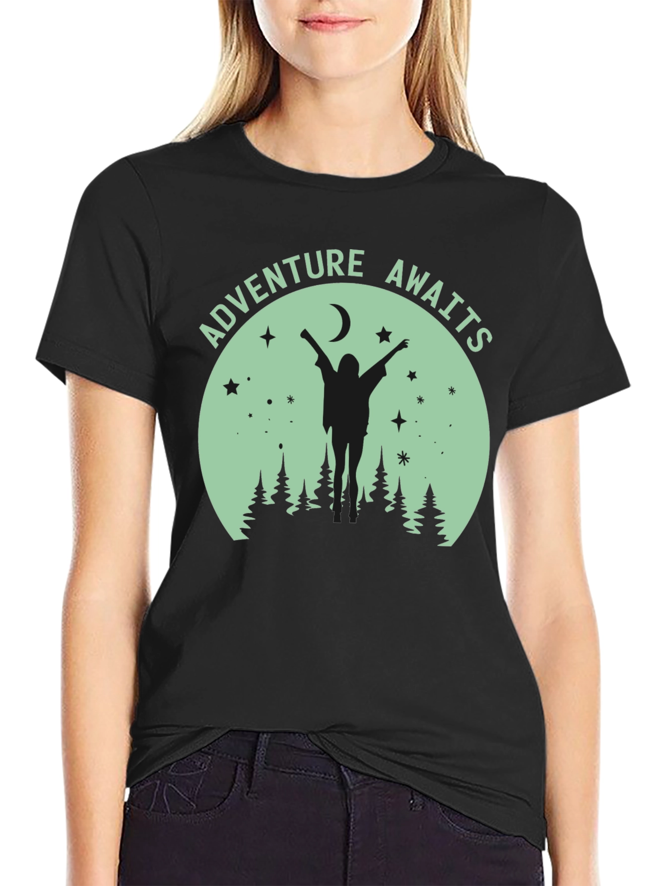Adventure Awaits Graphic Tee - Unisex Black T-Shirt