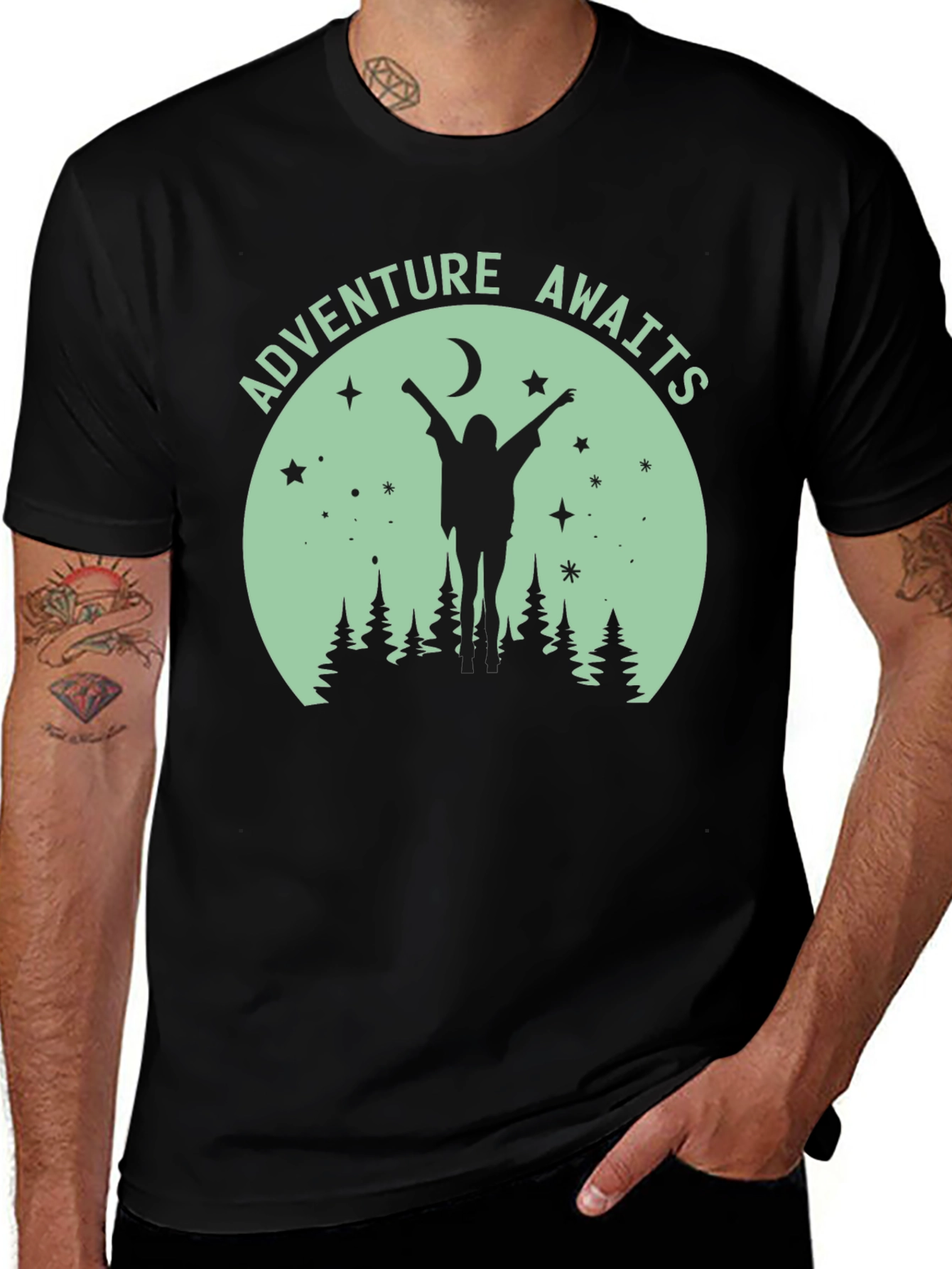 Adventure Awaits Graphic Tee - Unisex Black T-Shirt