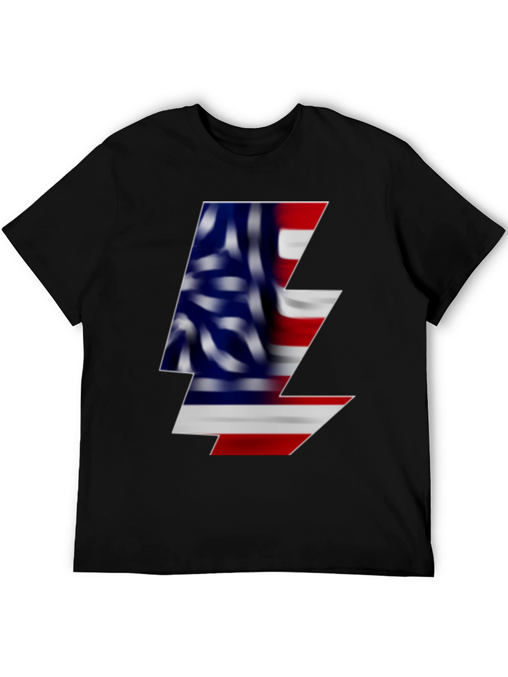 American Flag Lightning Bolt Black T-Shirt