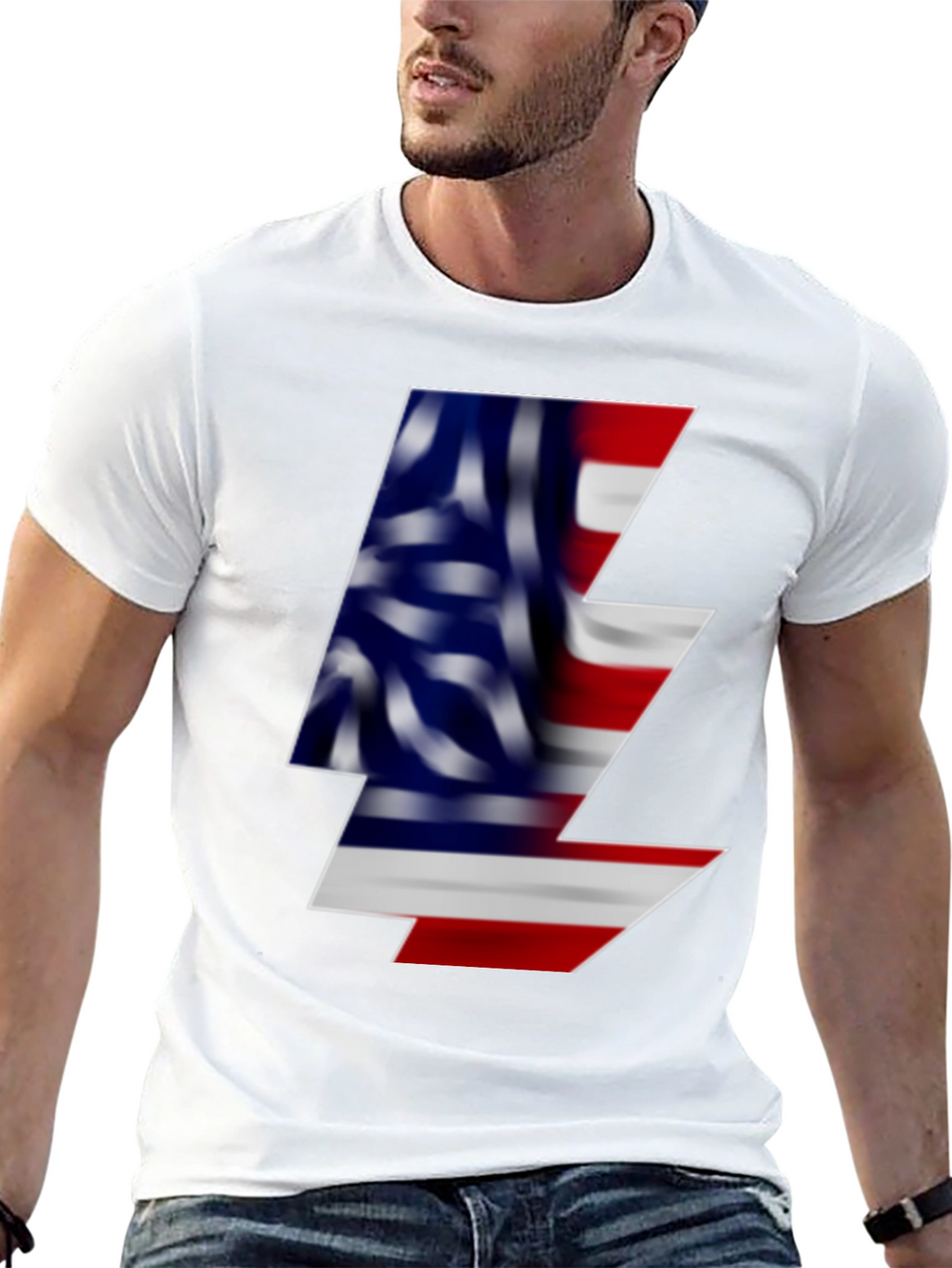 American Flag Lightning Bolt Black T-Shirt
