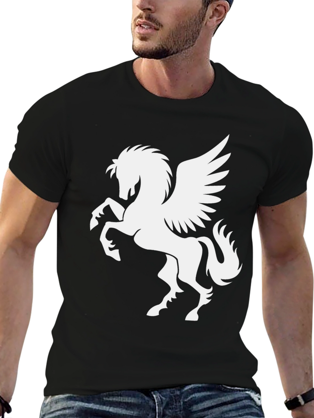 Black Pegasus Graphic Tee - Mythical Style!