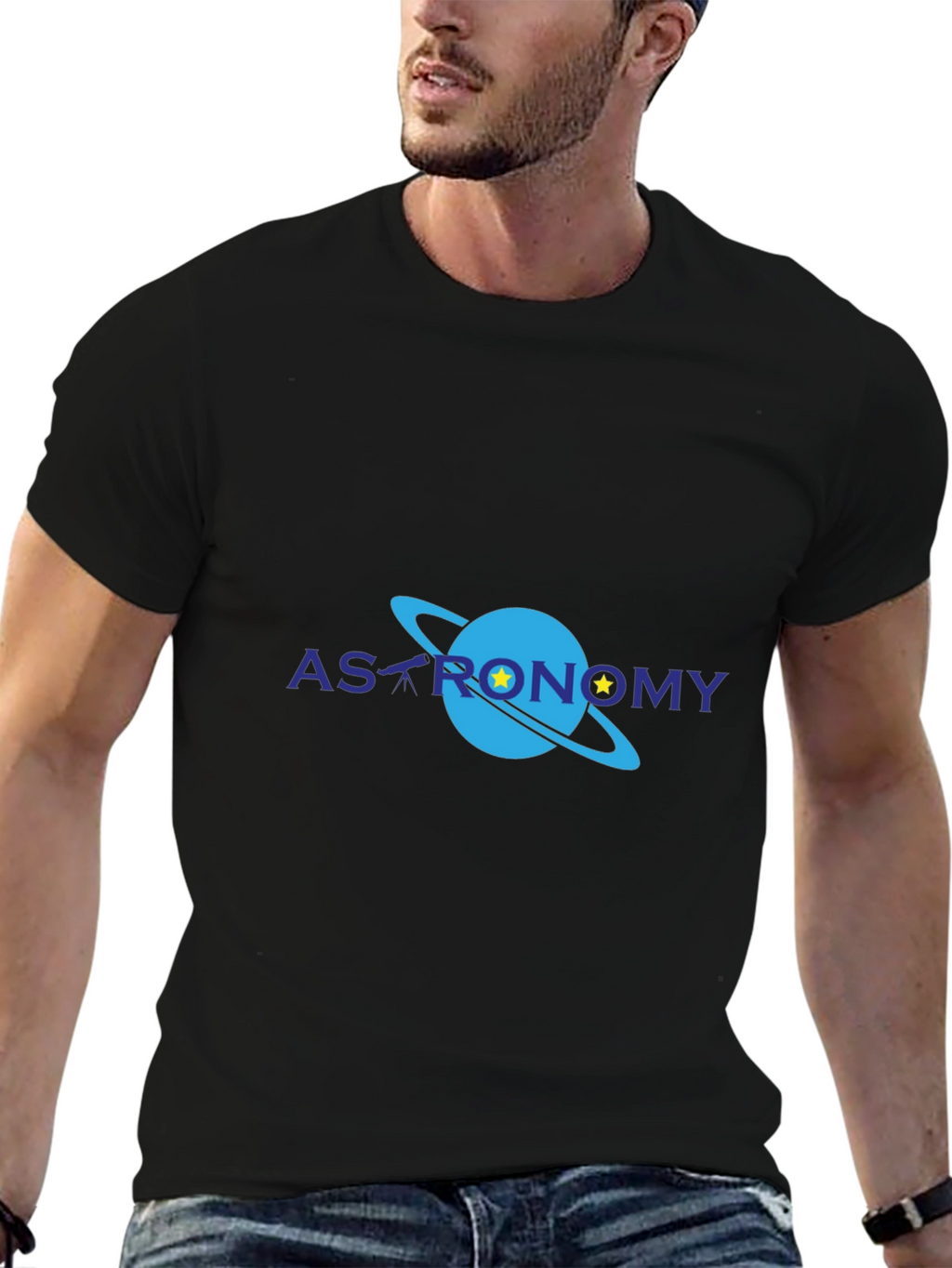 Astronomy Graphic Print Black T-Shirt
