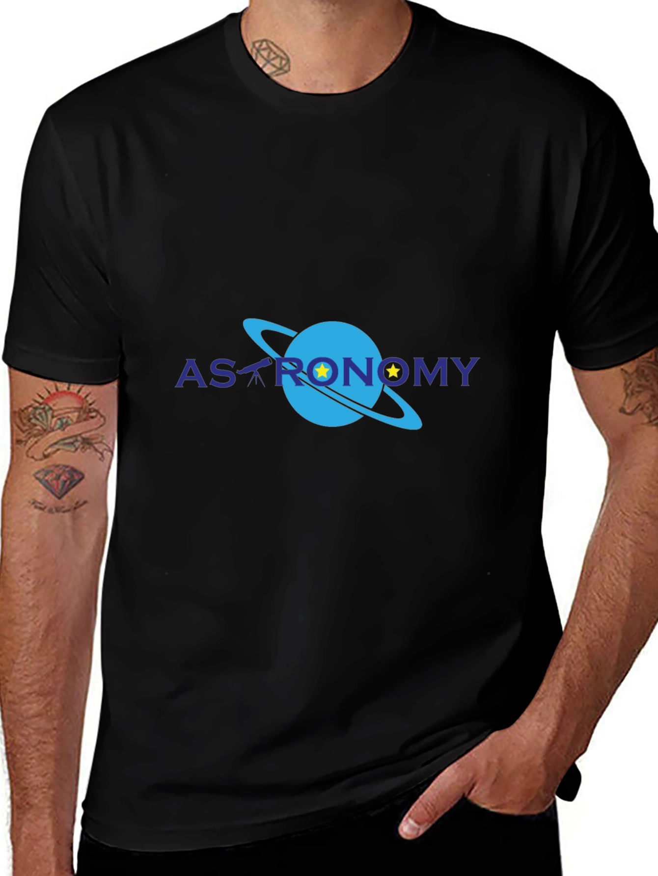 Astronomy Graphic Print Black T-Shirt