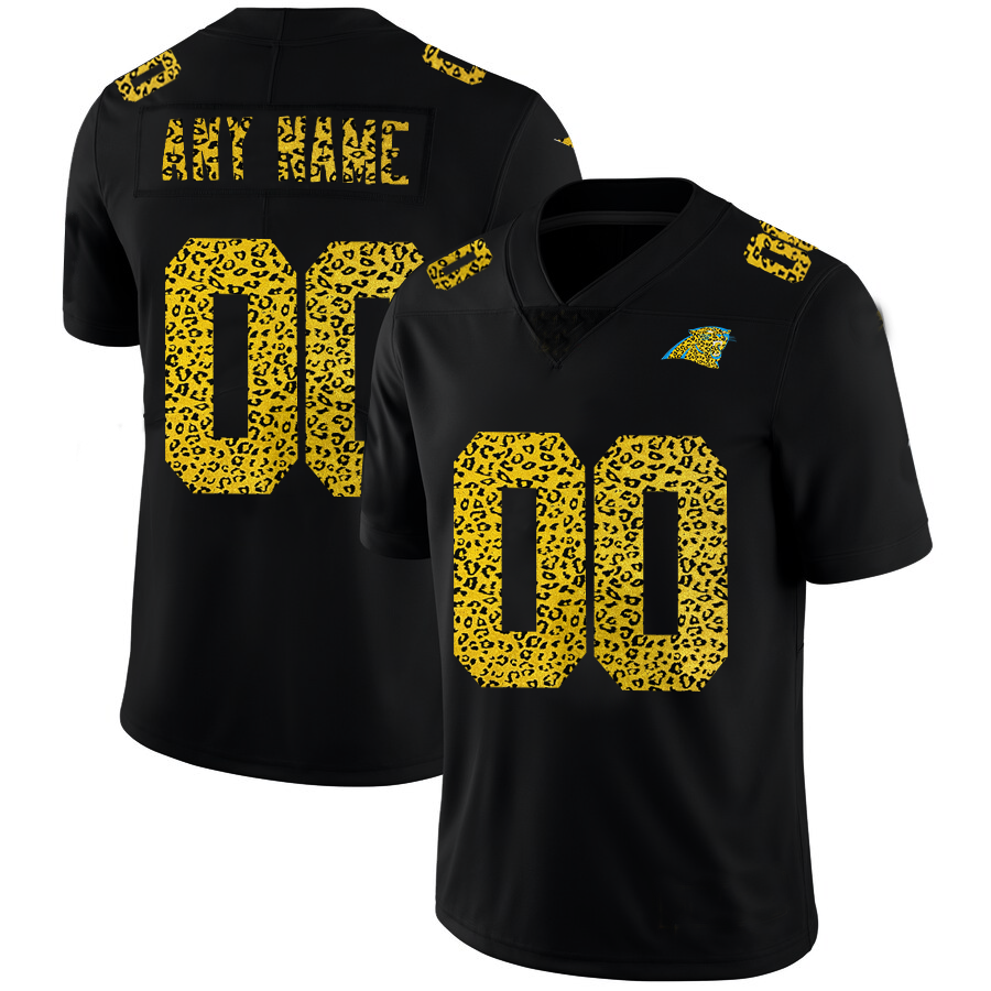 Custom1 Carolina Panthers Leopard Print Fashion Vapor Limited Jerseys Black Stitched American Football Jerseys
