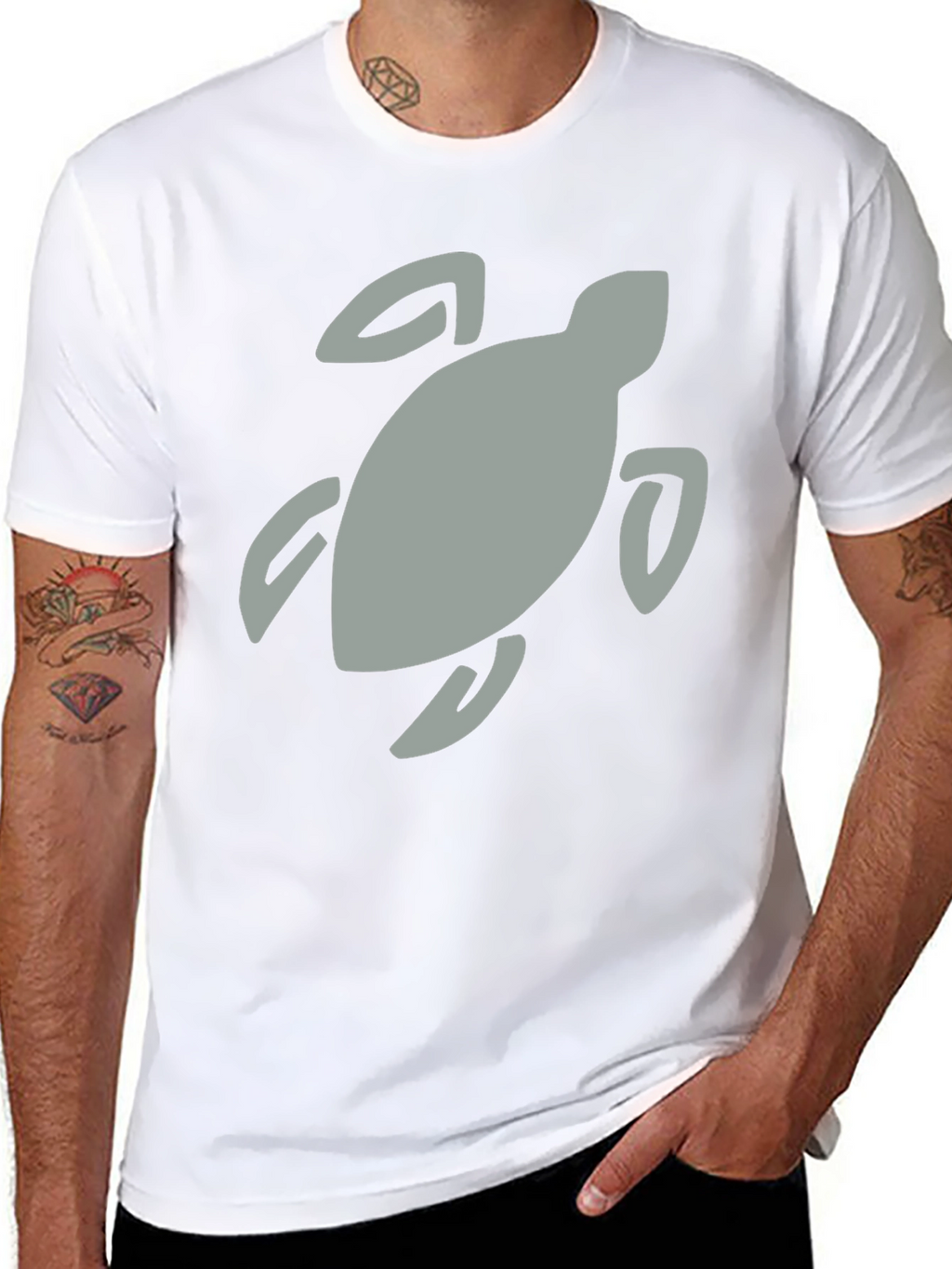Black T-Shirt with Turtle Graphic