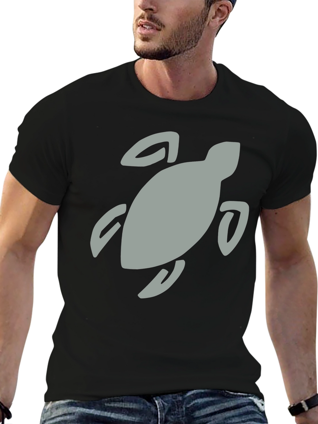 Black T-Shirt with Turtle Graphic
