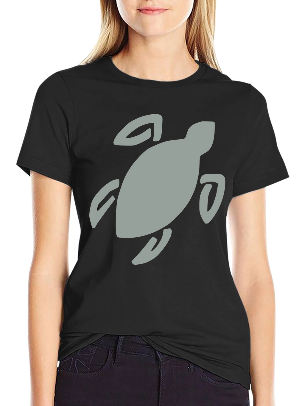Black T-Shirt with Turtle Graphic