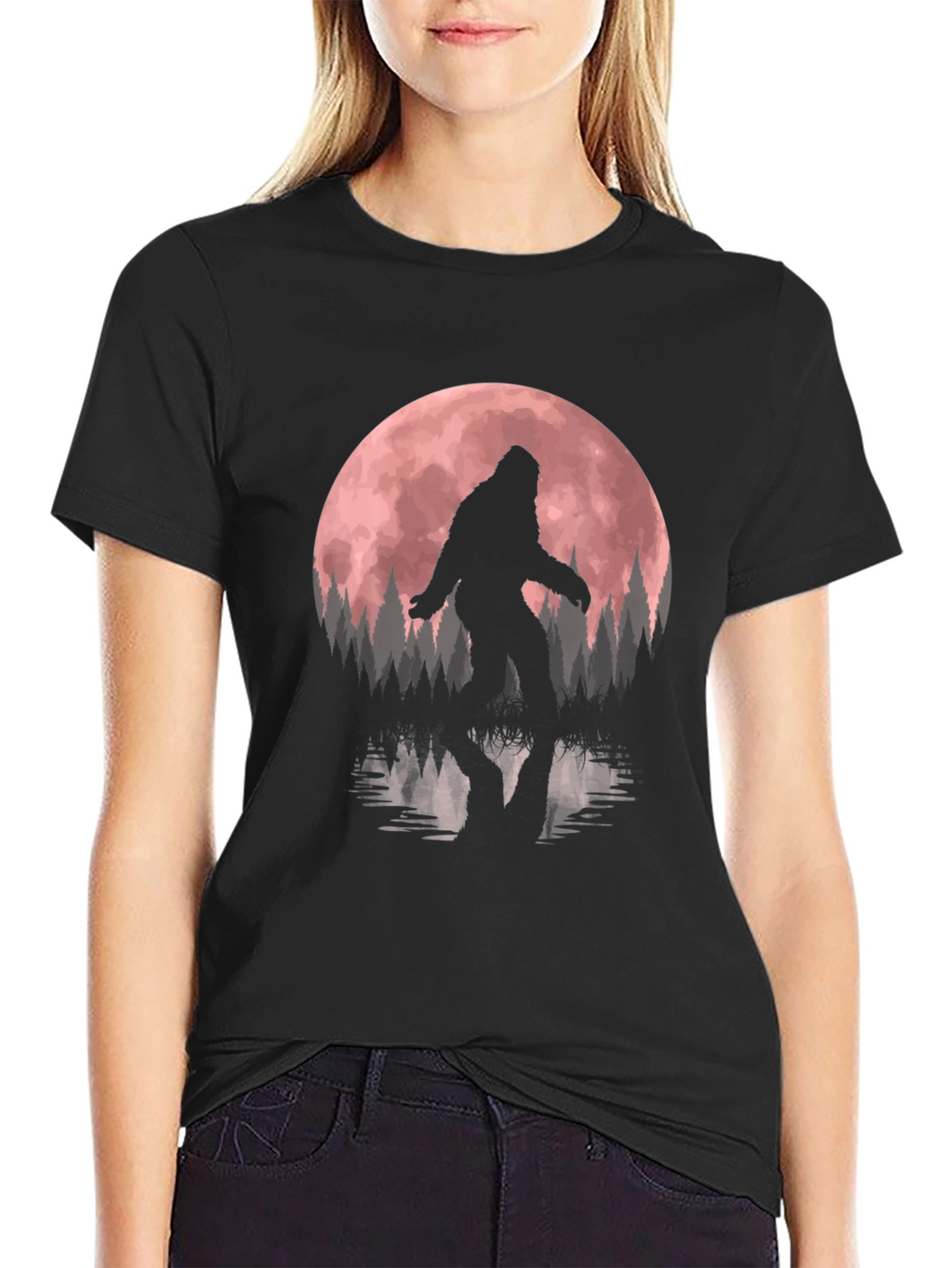 Bigfoot Moon Reflection Graphic Tee