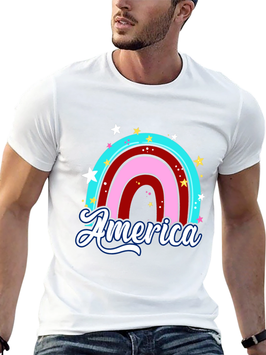 America Rainbow Graphic T-Shirt