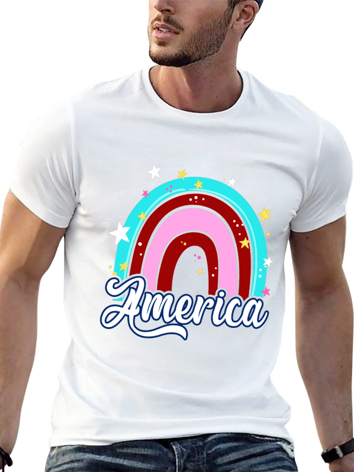 America Rainbow Graphic T-Shirt