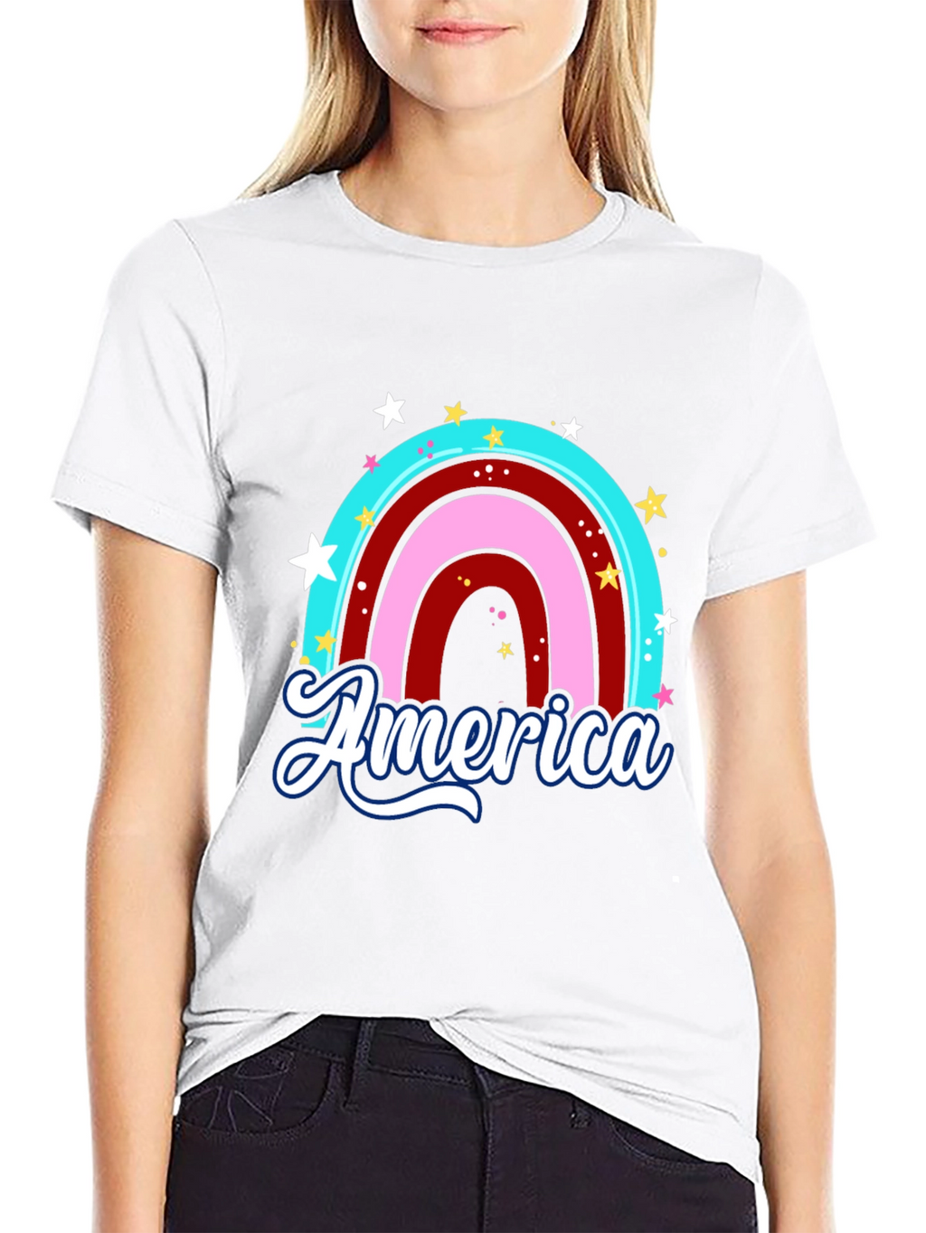 America Rainbow Graphic T-Shirt