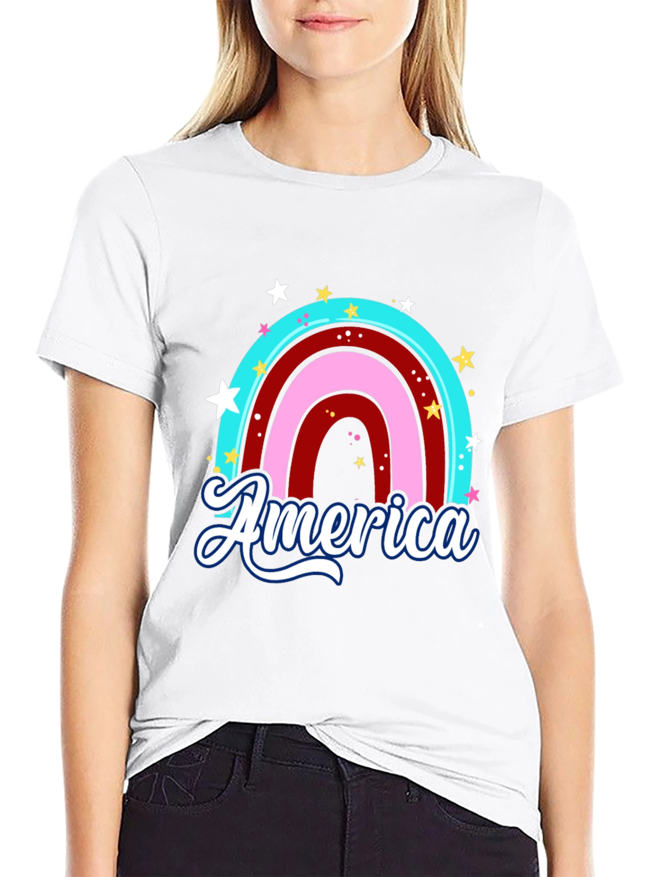 America Rainbow Graphic T-Shirt