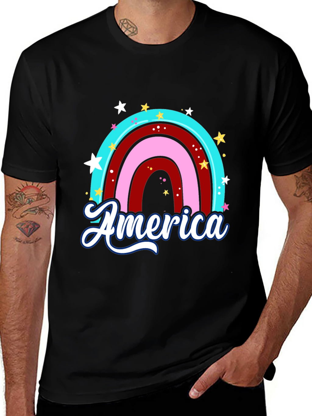 America Rainbow Graphic T-Shirt