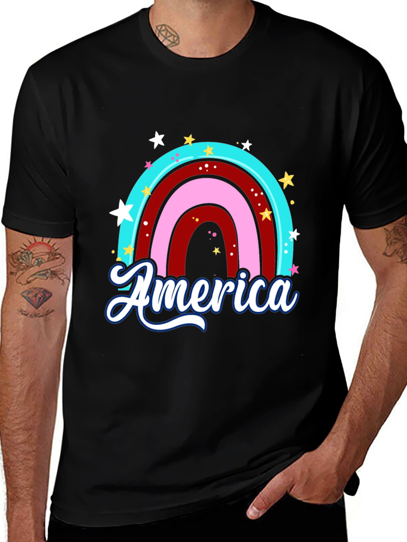 America Rainbow Graphic T-Shirt