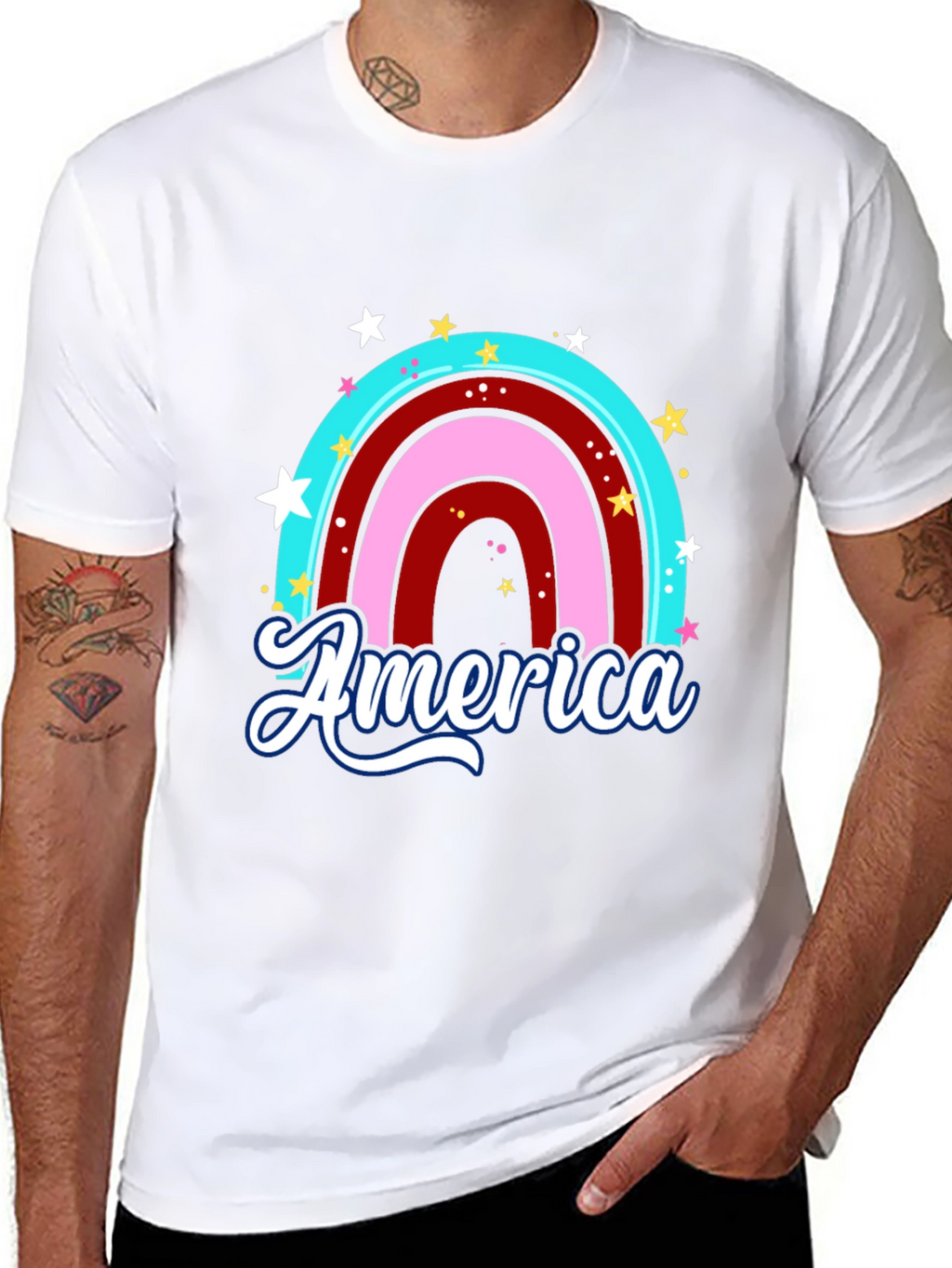 America Rainbow Graphic T-Shirt