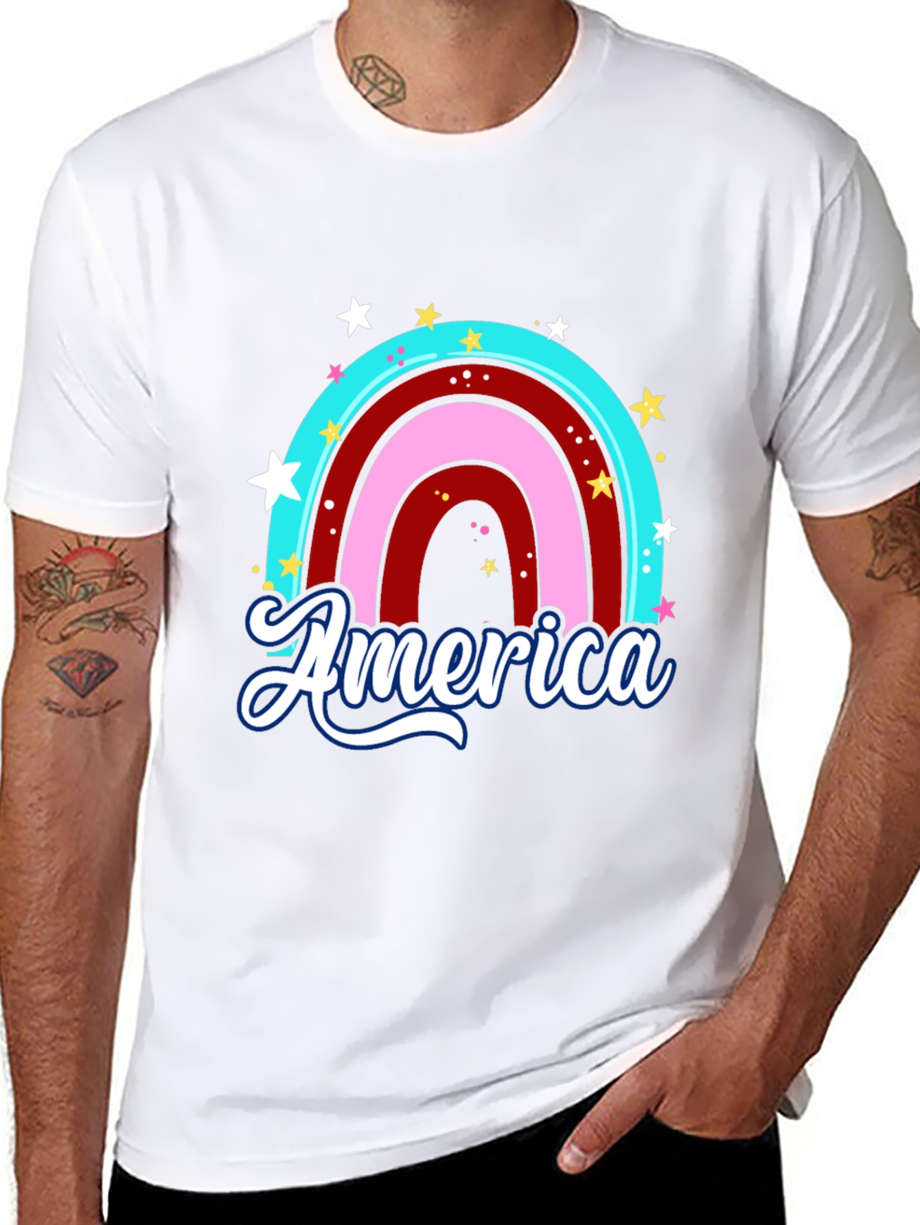 America Rainbow Graphic T-Shirt