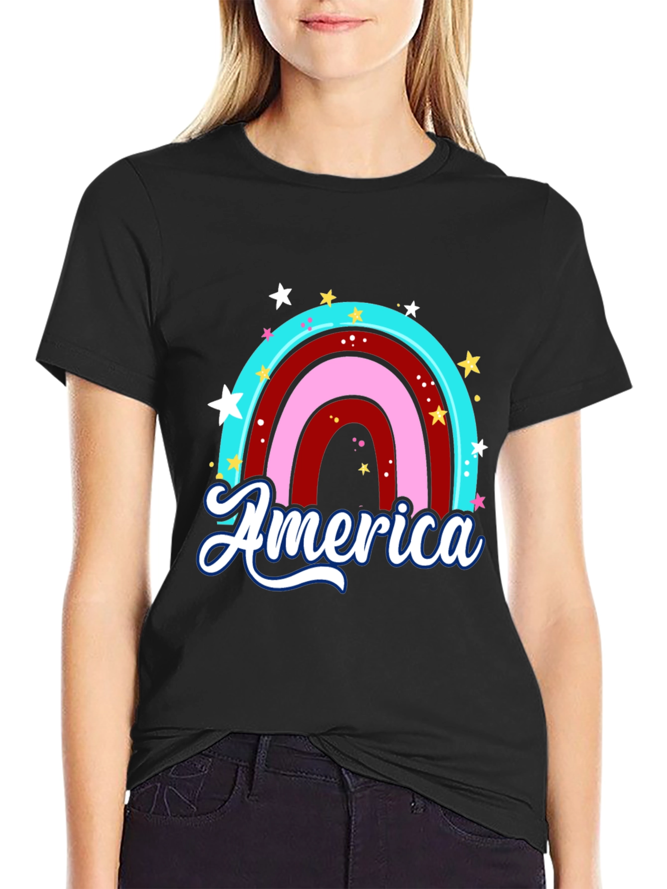America Rainbow Graphic T-Shirt