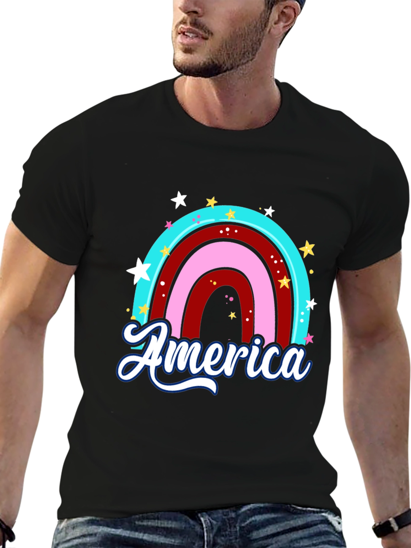 America Rainbow Graphic T-Shirt