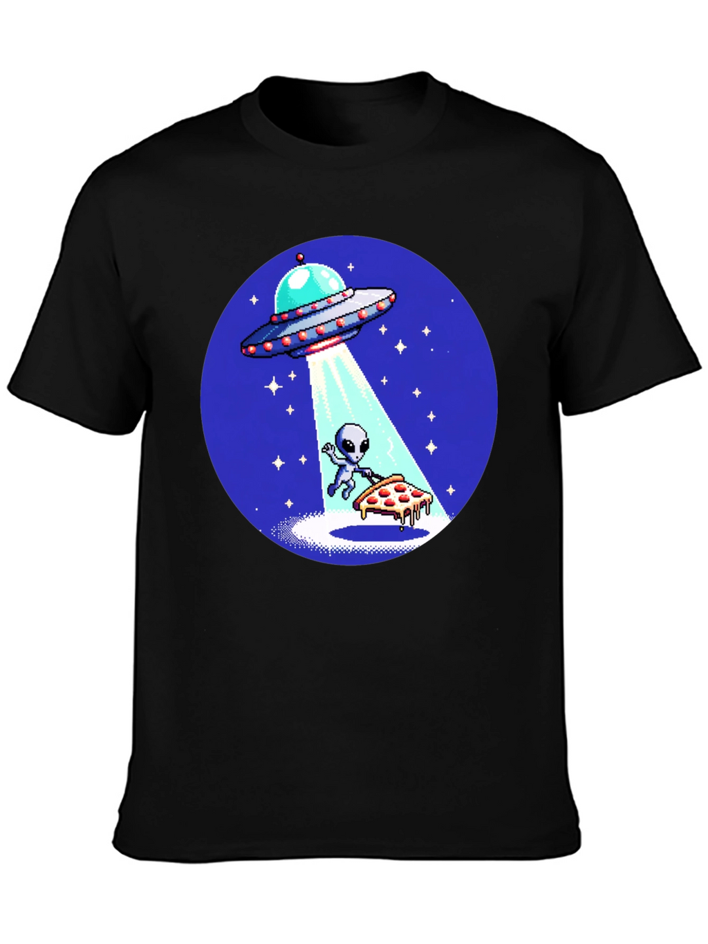 Alien Pizza Abduction Graphic T-Shirt